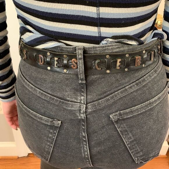 Le Temps Des Cerises Black Leather & Metal Belt sz 32”- 37 main image 3